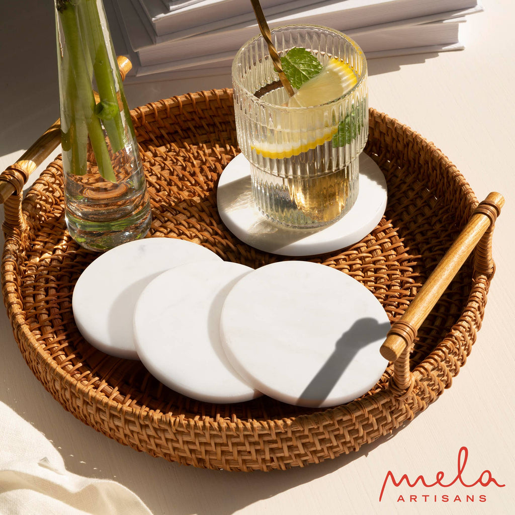 Round Marble Coaster Set