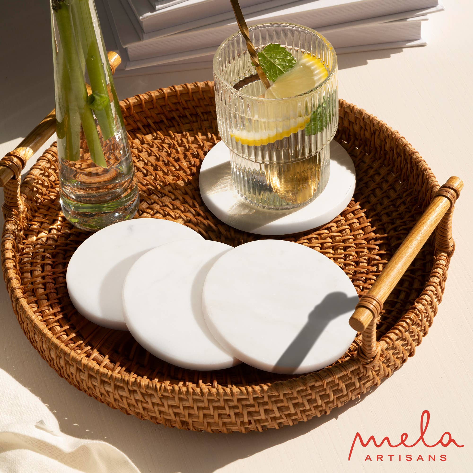 Round Marble Coaster Set