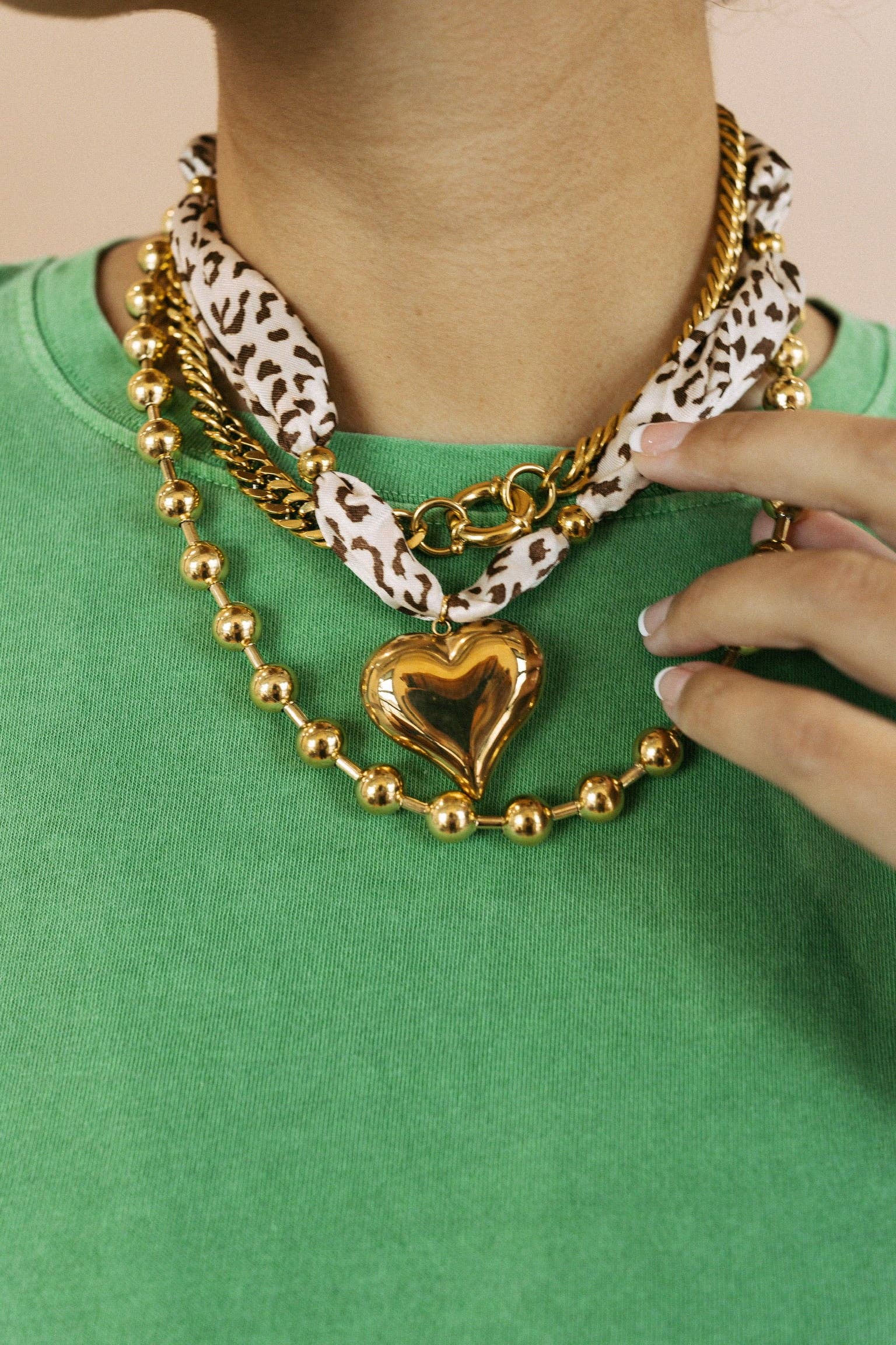 Mariana Leopard Scarf Charm Necklace