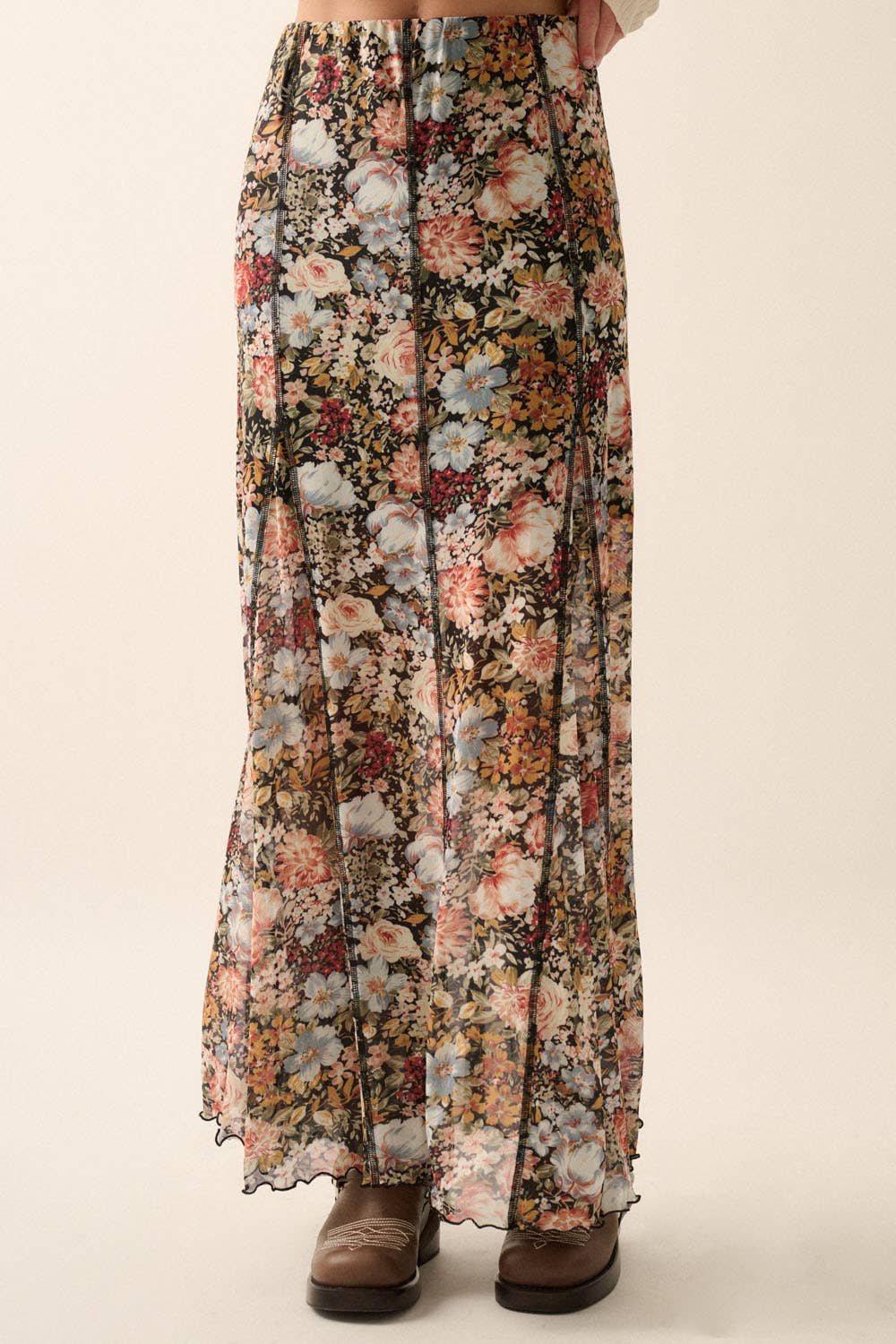 Floral Knit Maxi Skirt