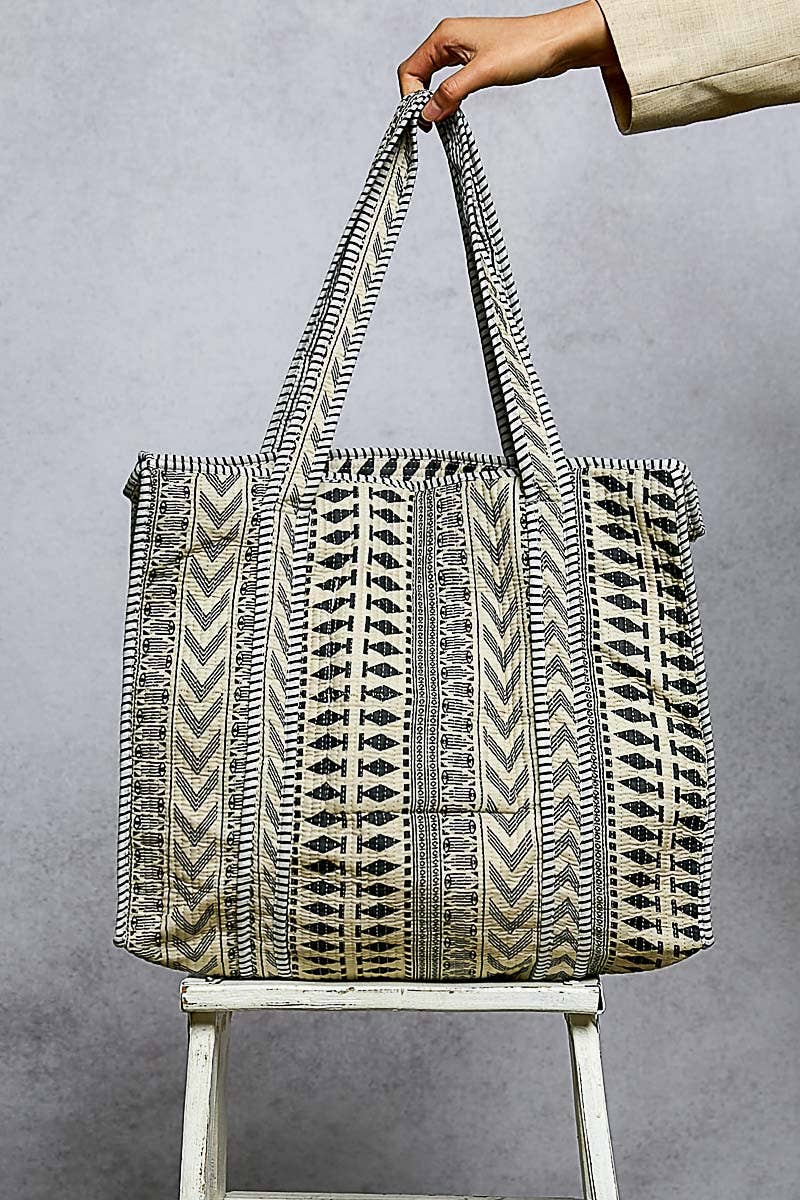 Quilted Black & White Tote