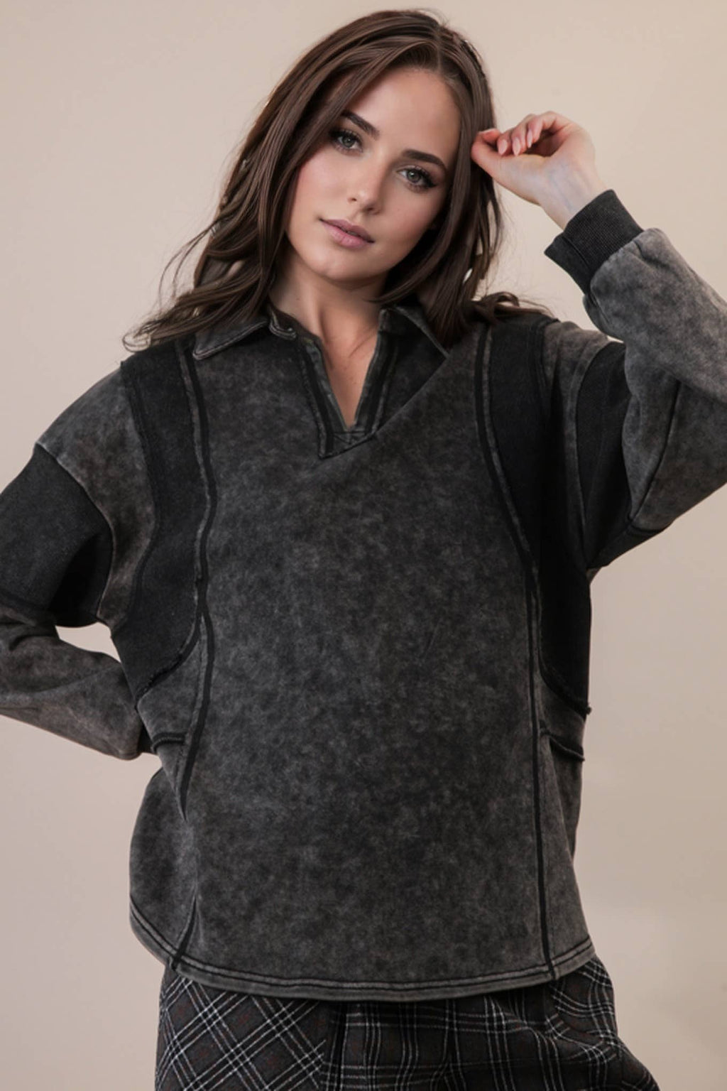 Black Mineral Washed Pullover