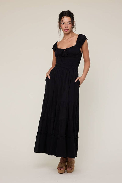 Cap Sleeve Fit & Flare Maxi Dress