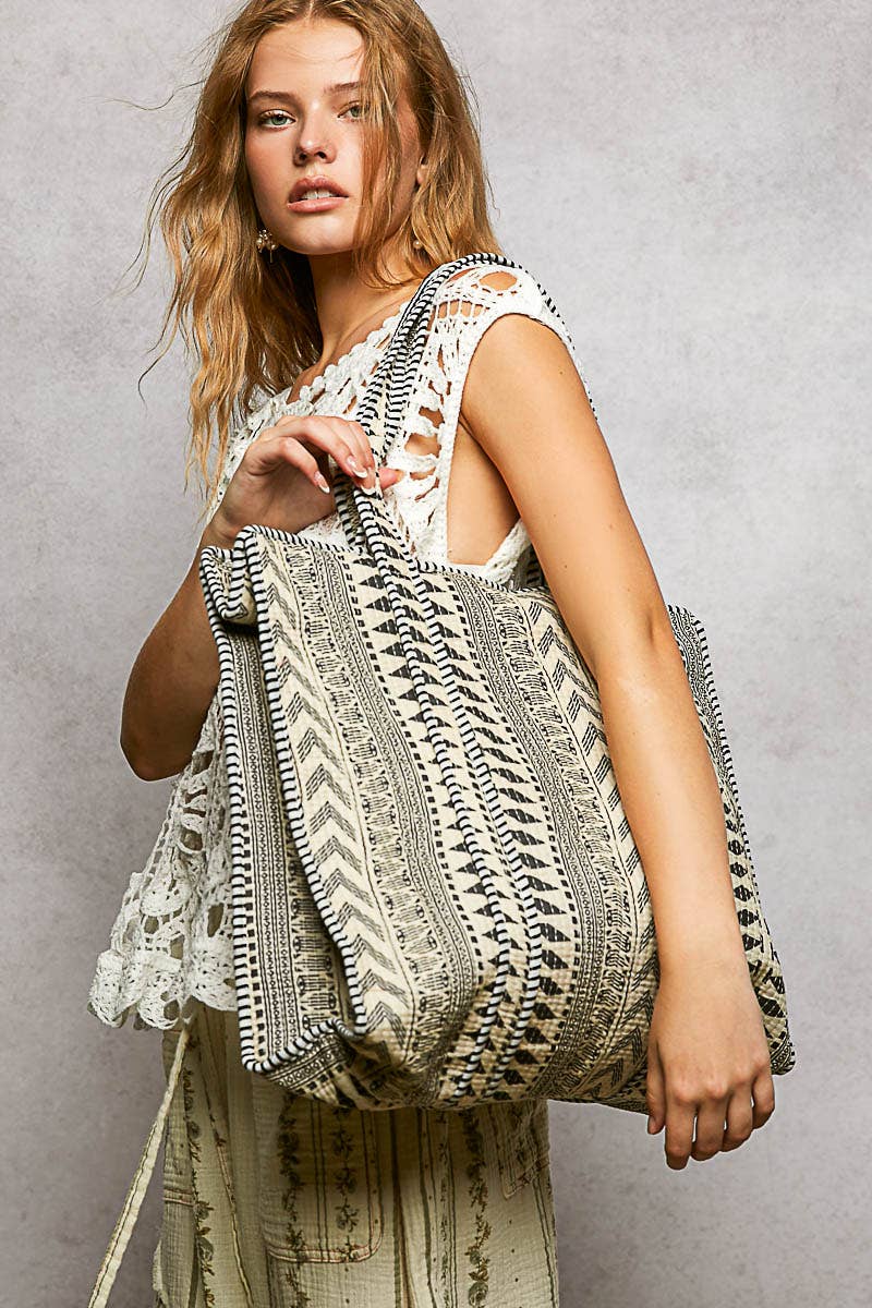 Quilted Black & White Tote