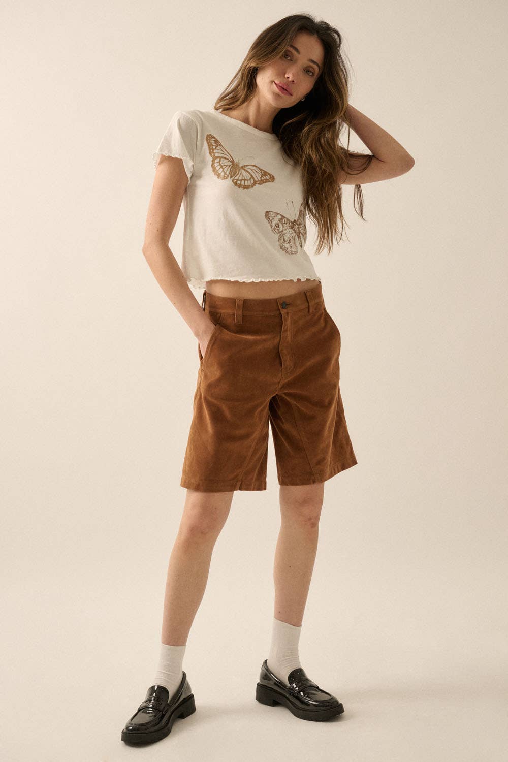 Butterflies Crop Graphic Tee