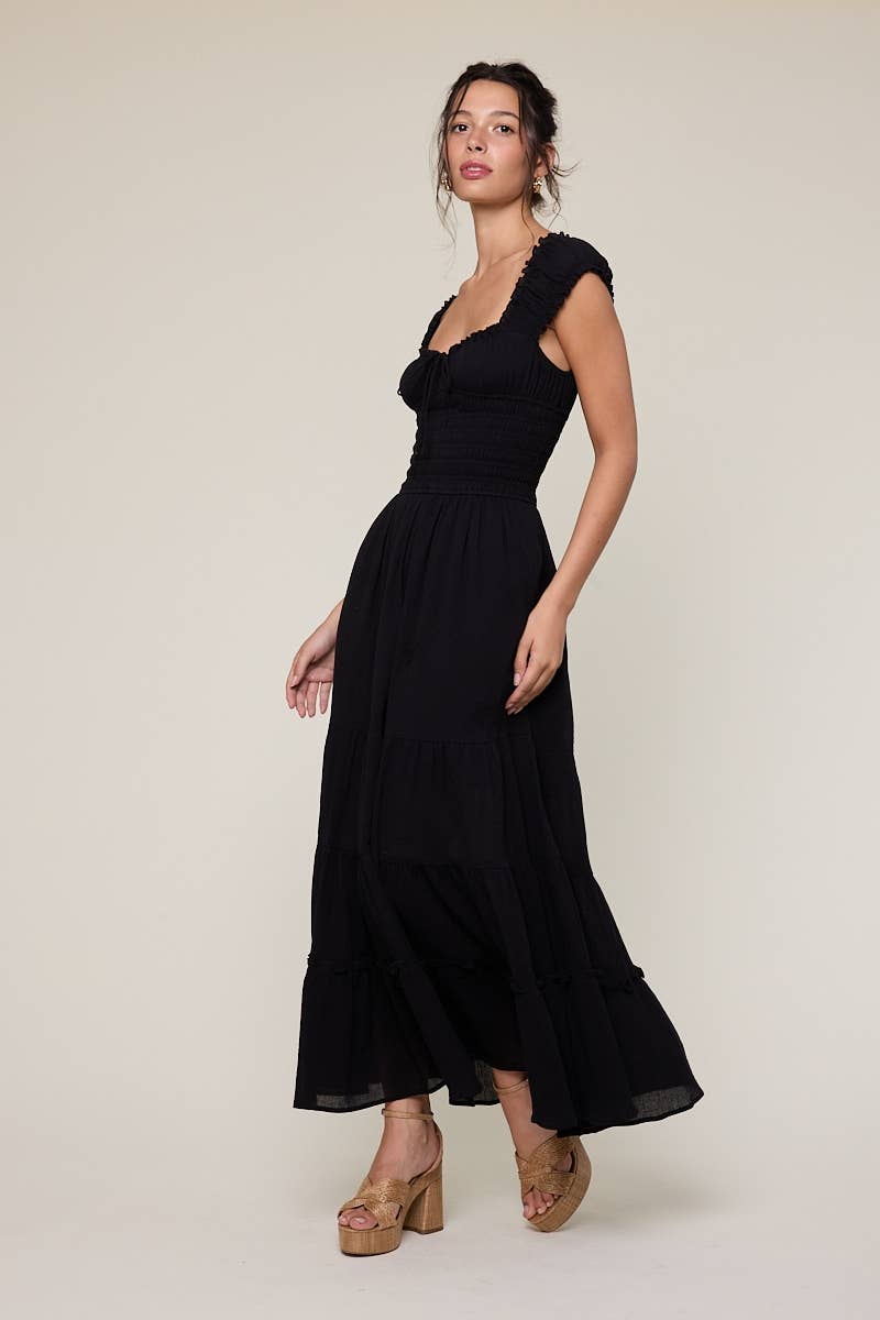 Cap Sleeve Fit & Flare Maxi Dress