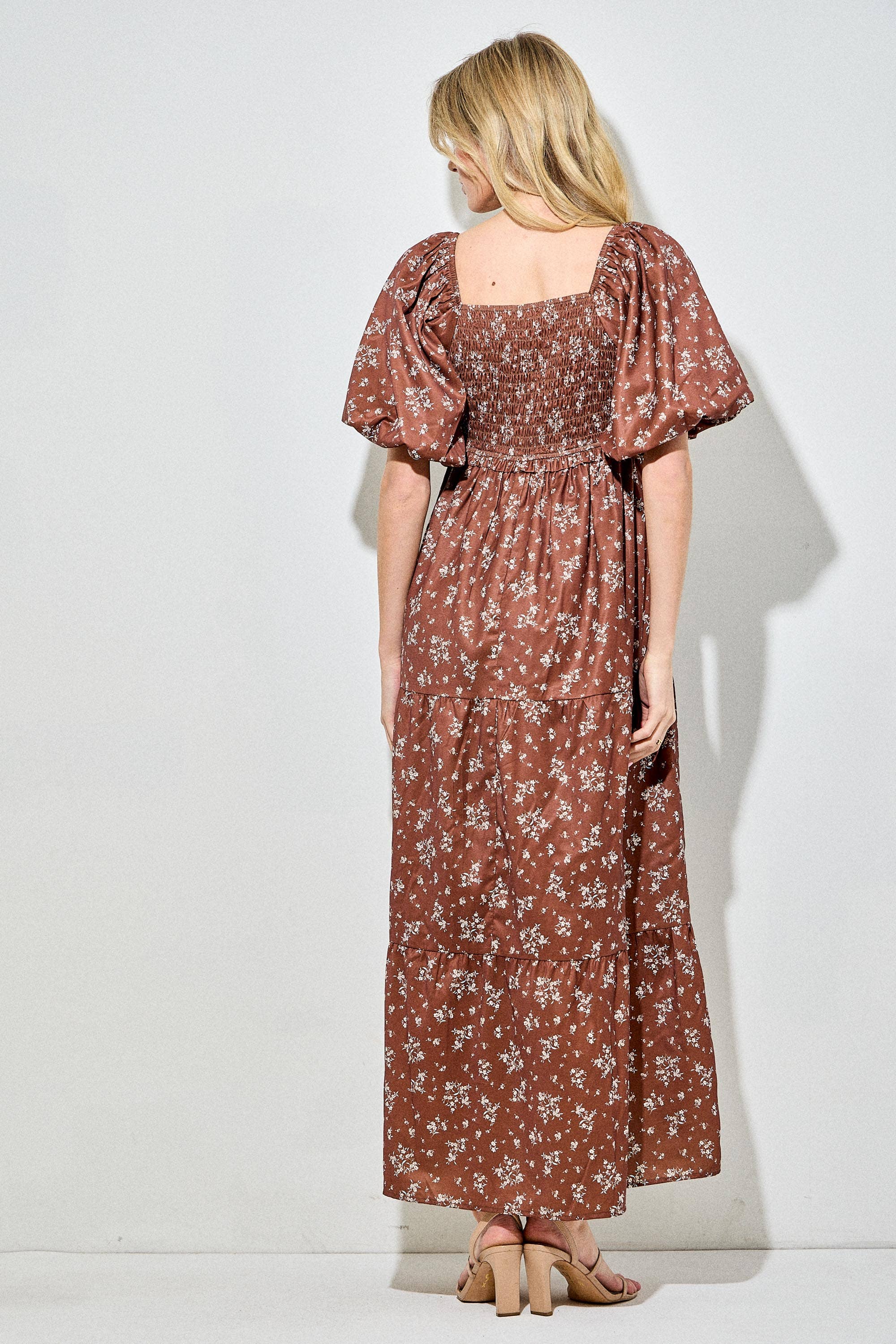 Fiona Floral Bubble Sleeve Maxi