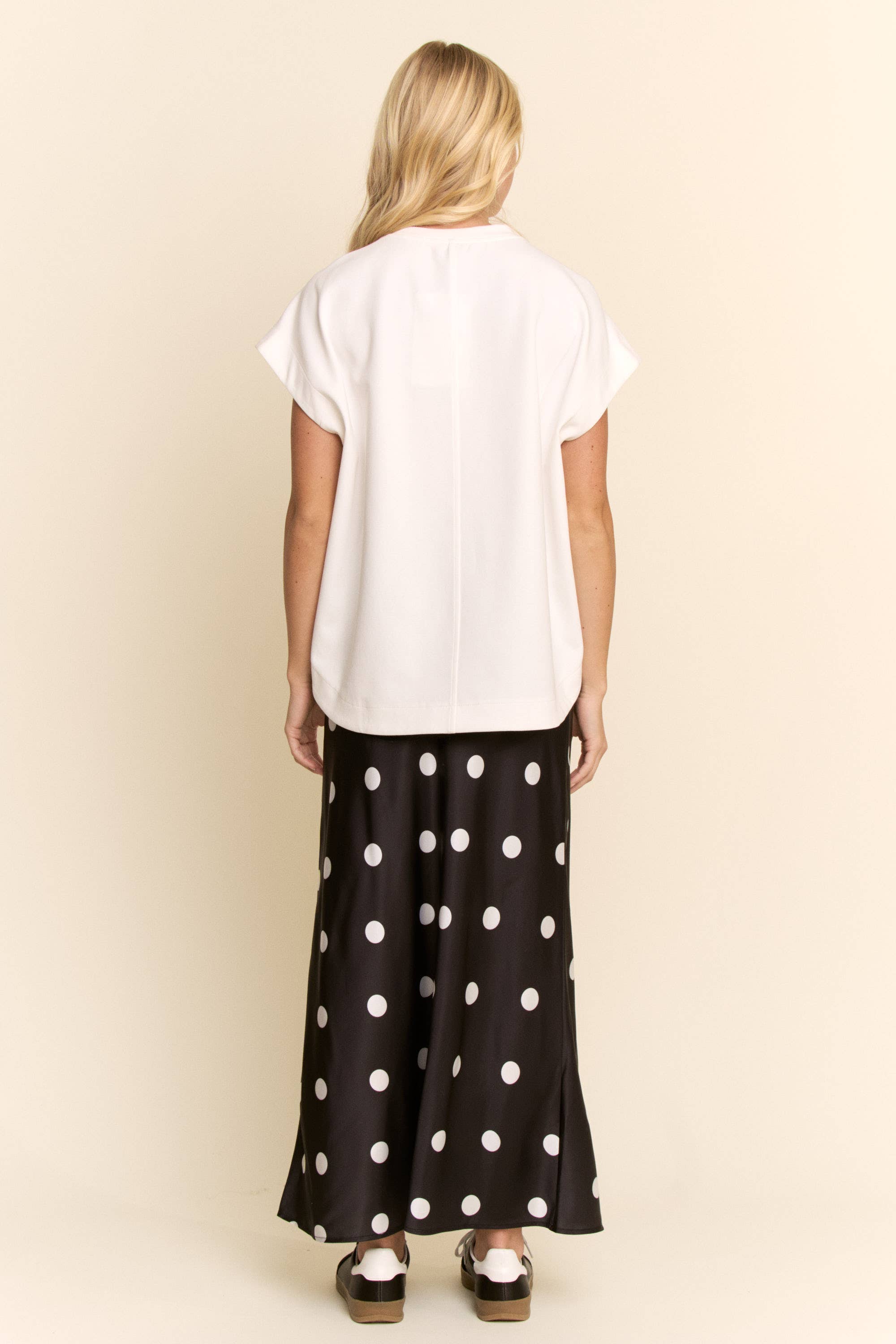 Satin Polka Dot Midi Skirt