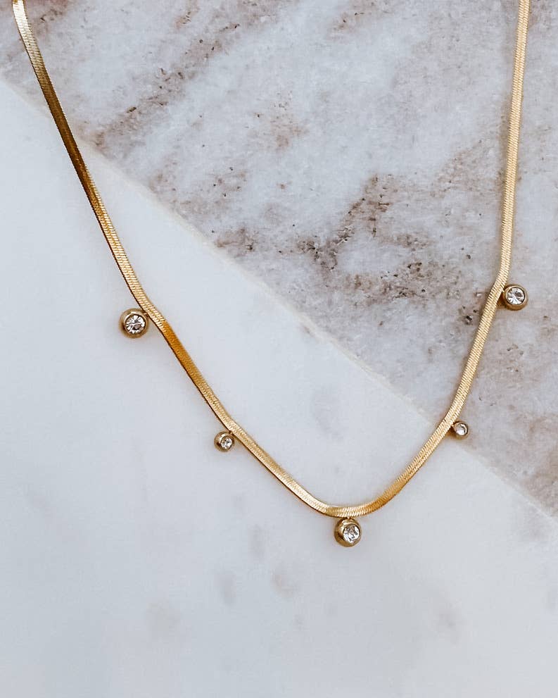 Cassi Herringbone Crystal Necklace