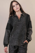 Black Mineral Washed Pullover