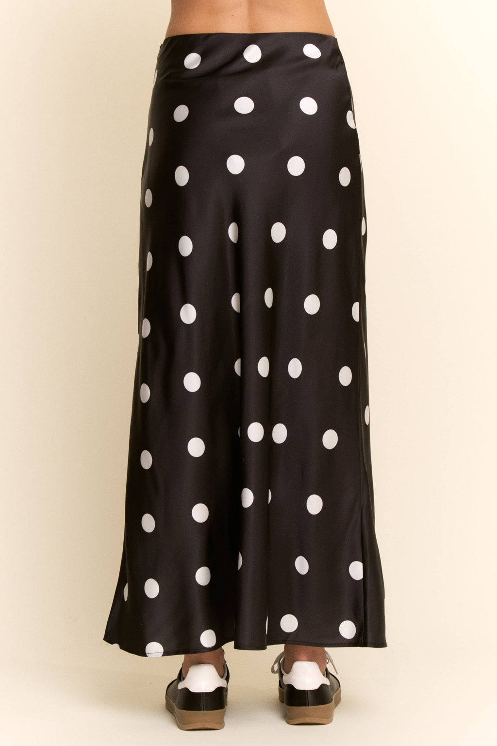 Satin Polka Dot Midi Skirt