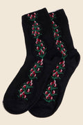 Black Floral Socks