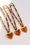 Amber Beaded Heart Necklace
