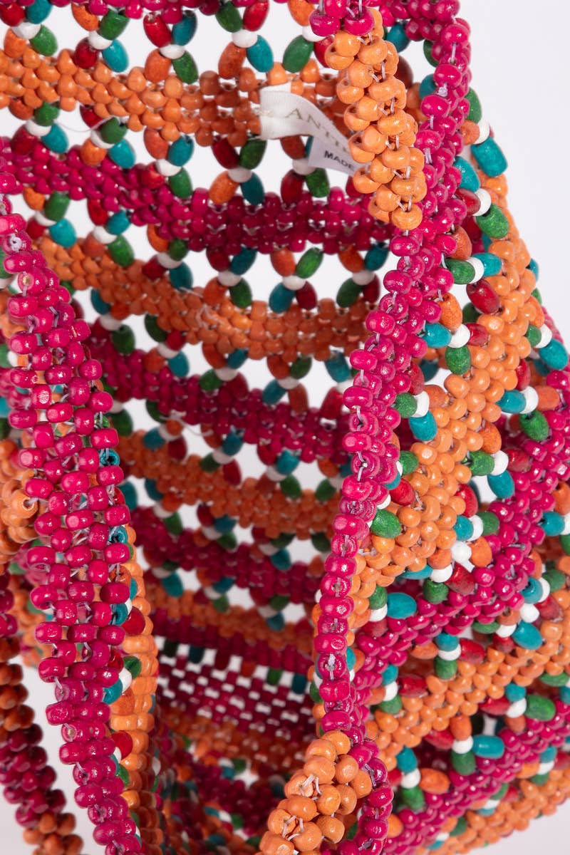 Beaded Beach Tote - Pink