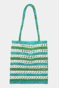 Beaded Beach Tote - Turquoise