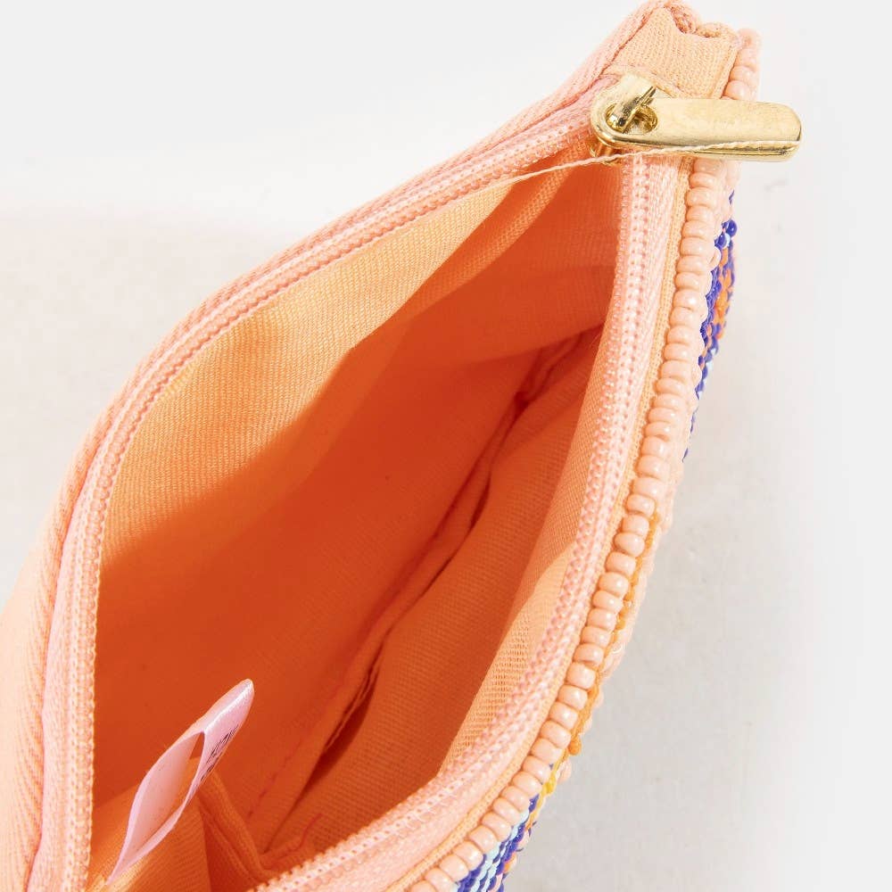 Beaded Coin Purse - Orange Butterfly