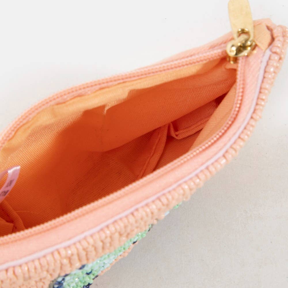 Beaded Coin Purse - Pink Butterfly