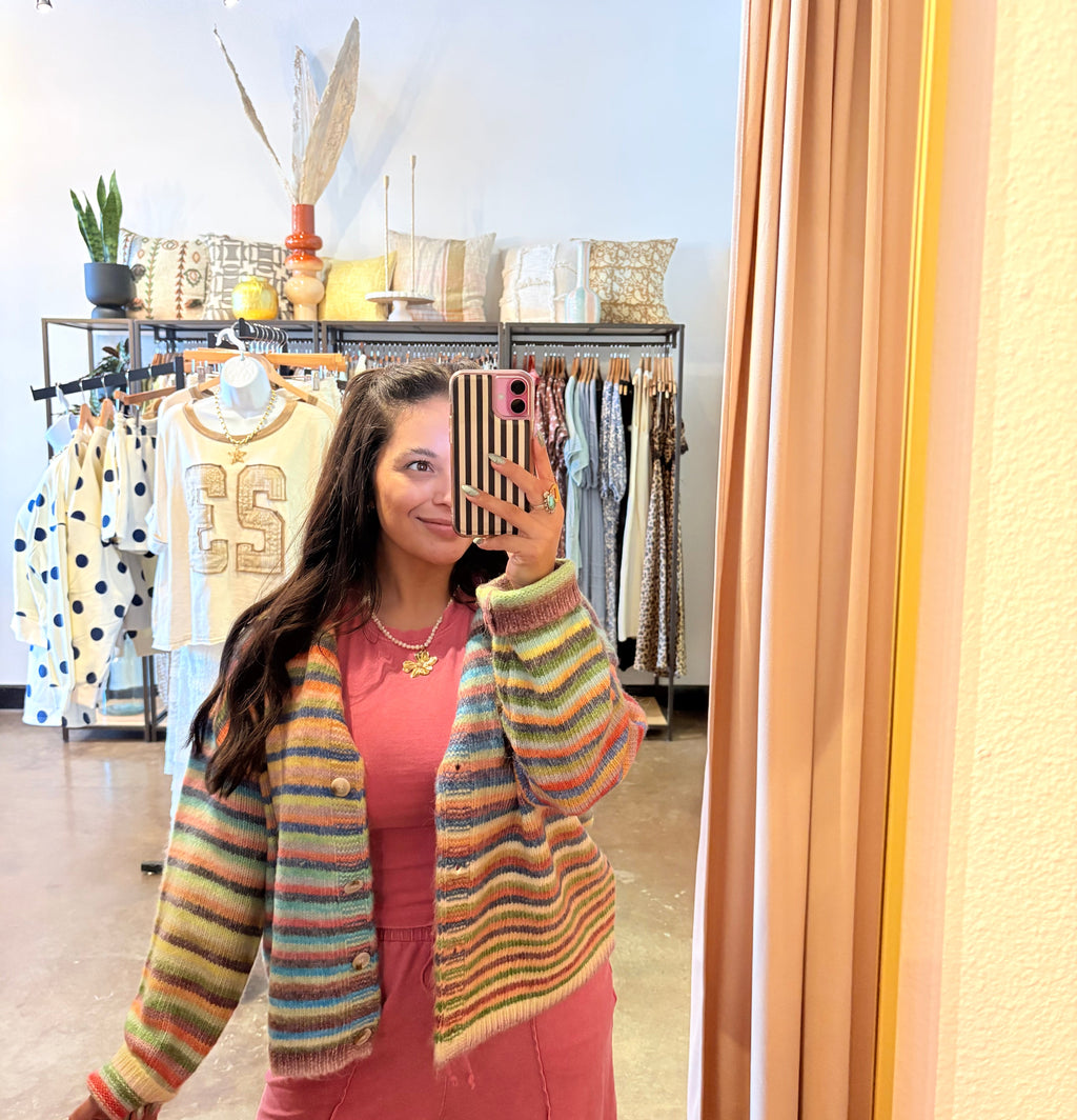 Rainbow Button Up Cardigan