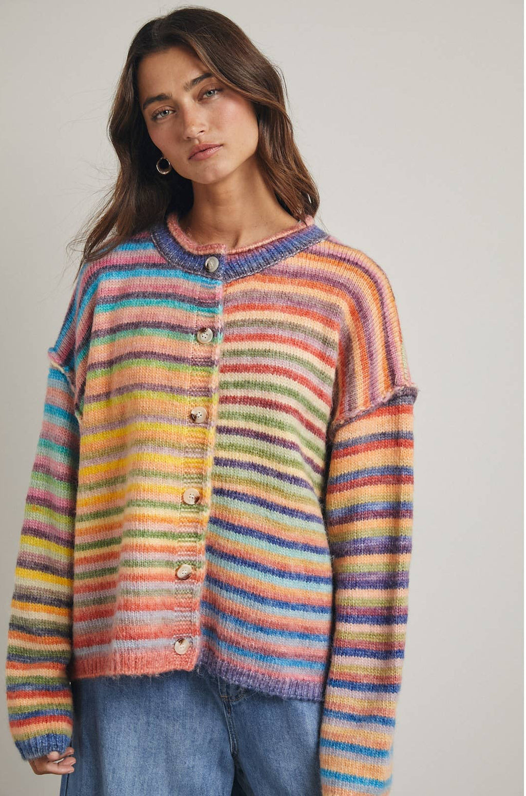 Rainbow Button Up Cardigan