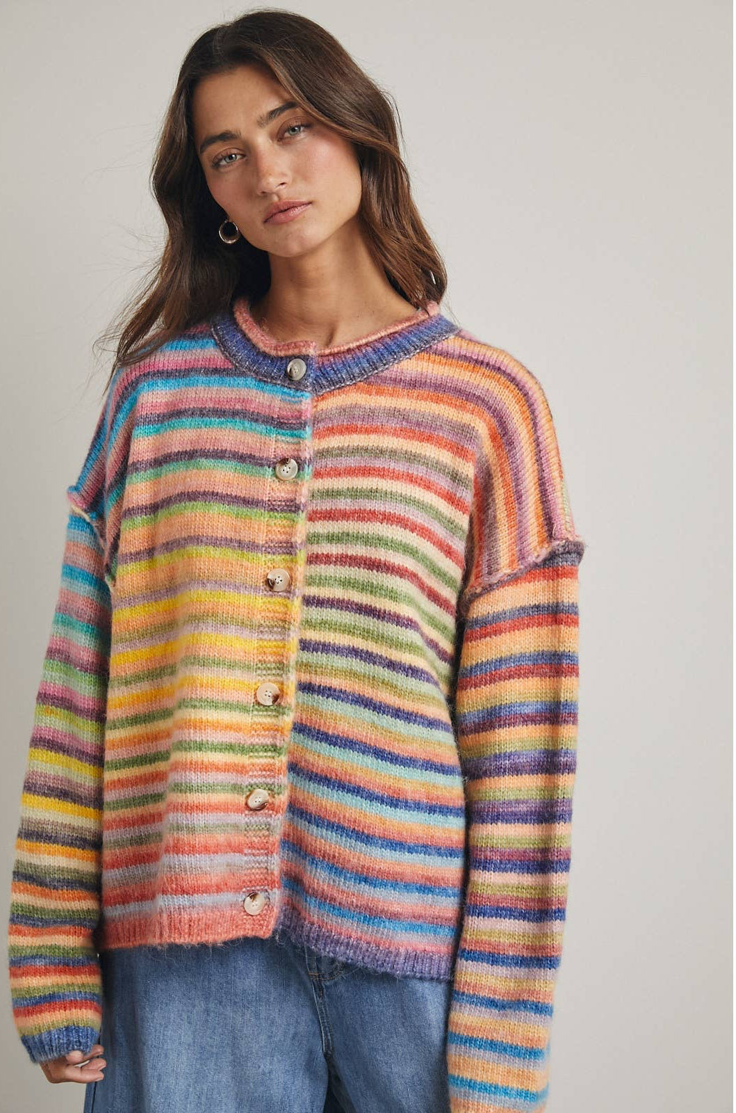 Rainbow Button Up Cardigan