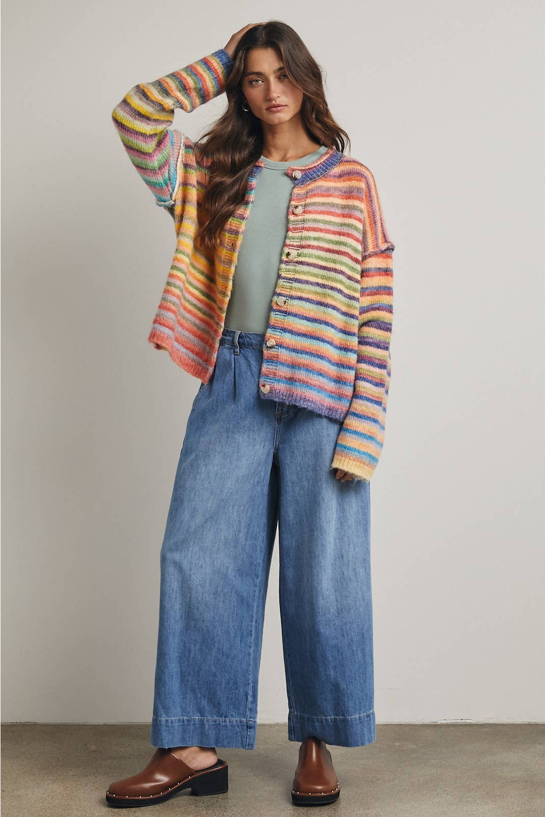 Rainbow Button Up Cardigan
