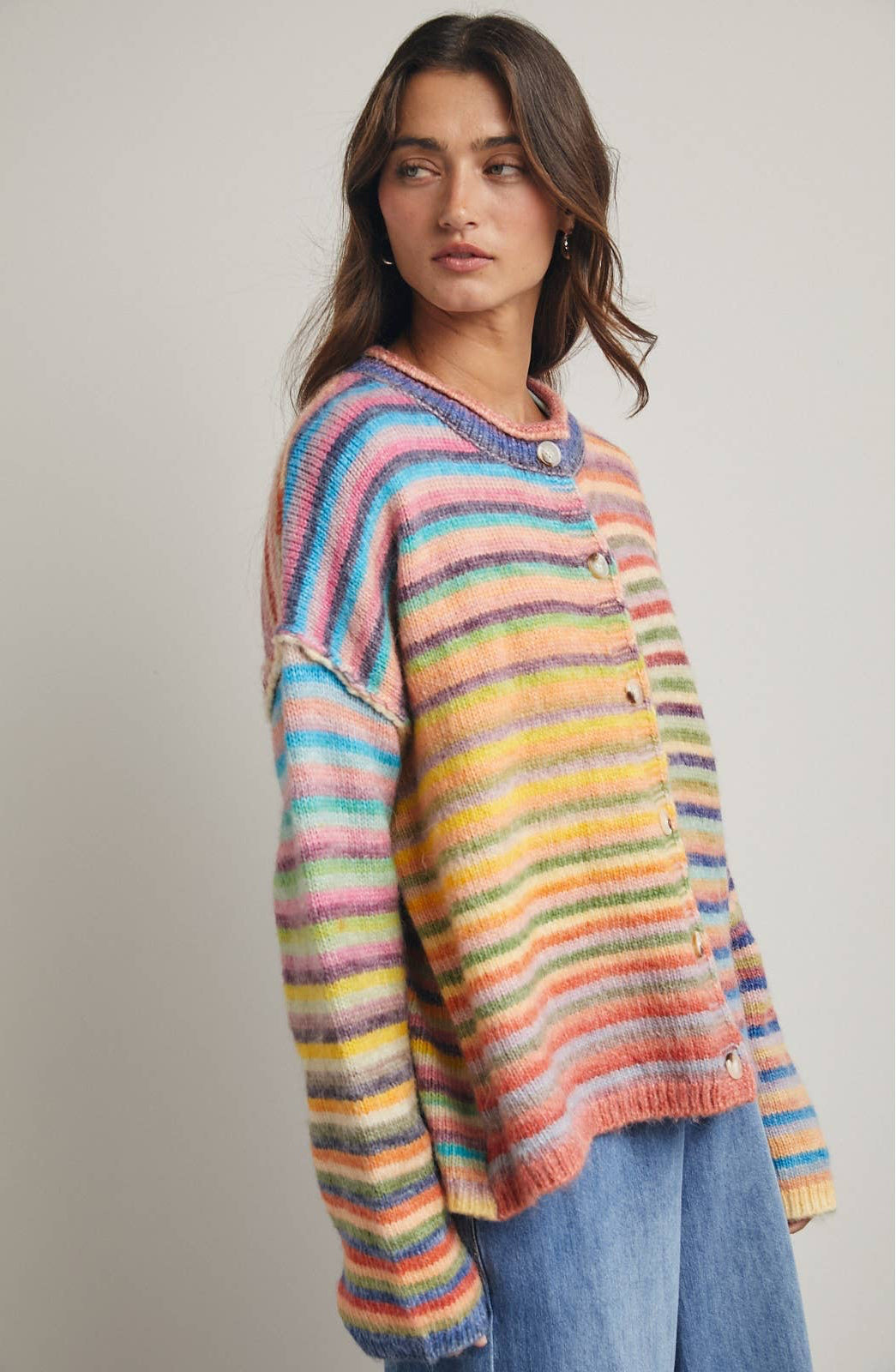 Rainbow Button Up Cardigan