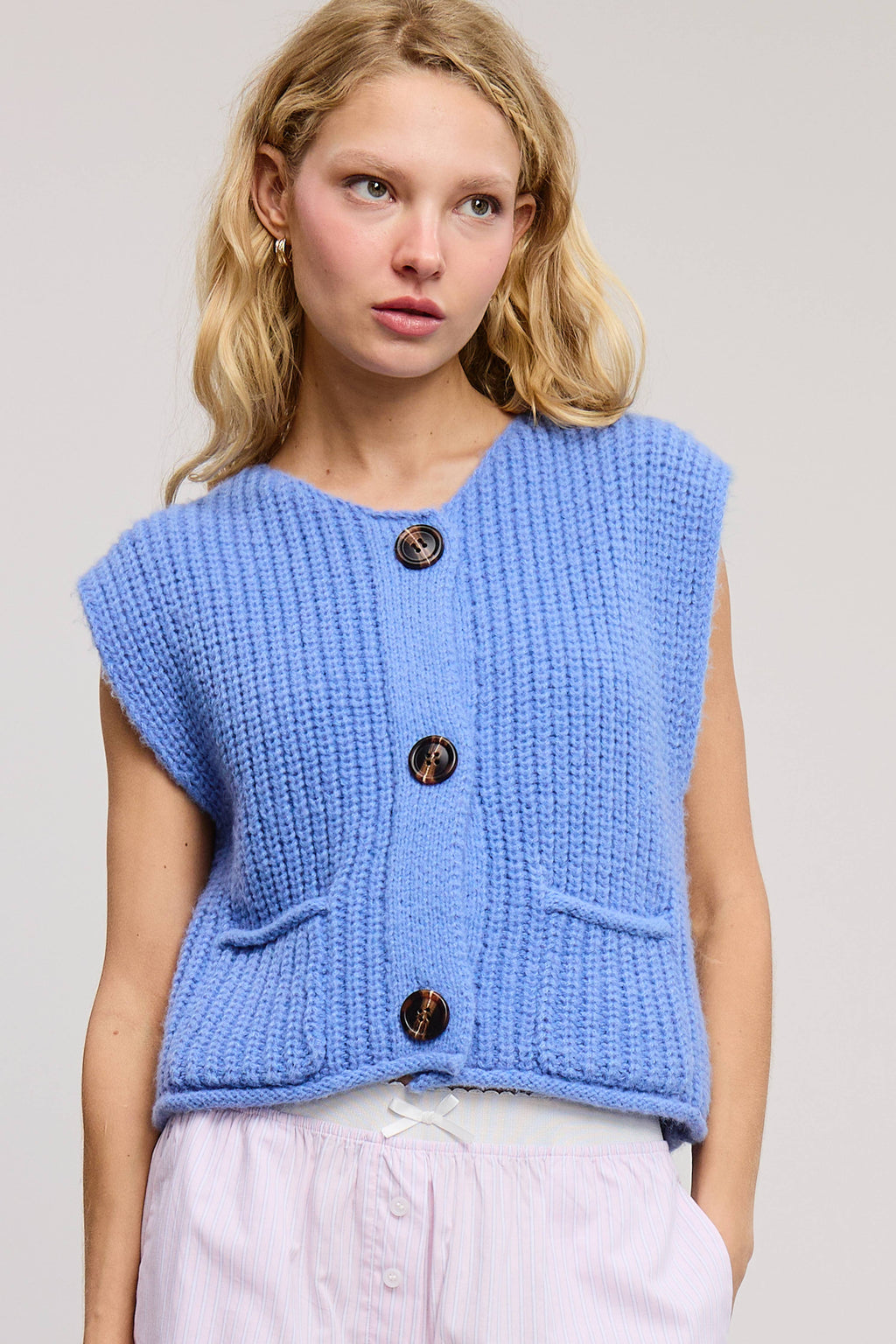 Electric Blue Sleeveless Cardi