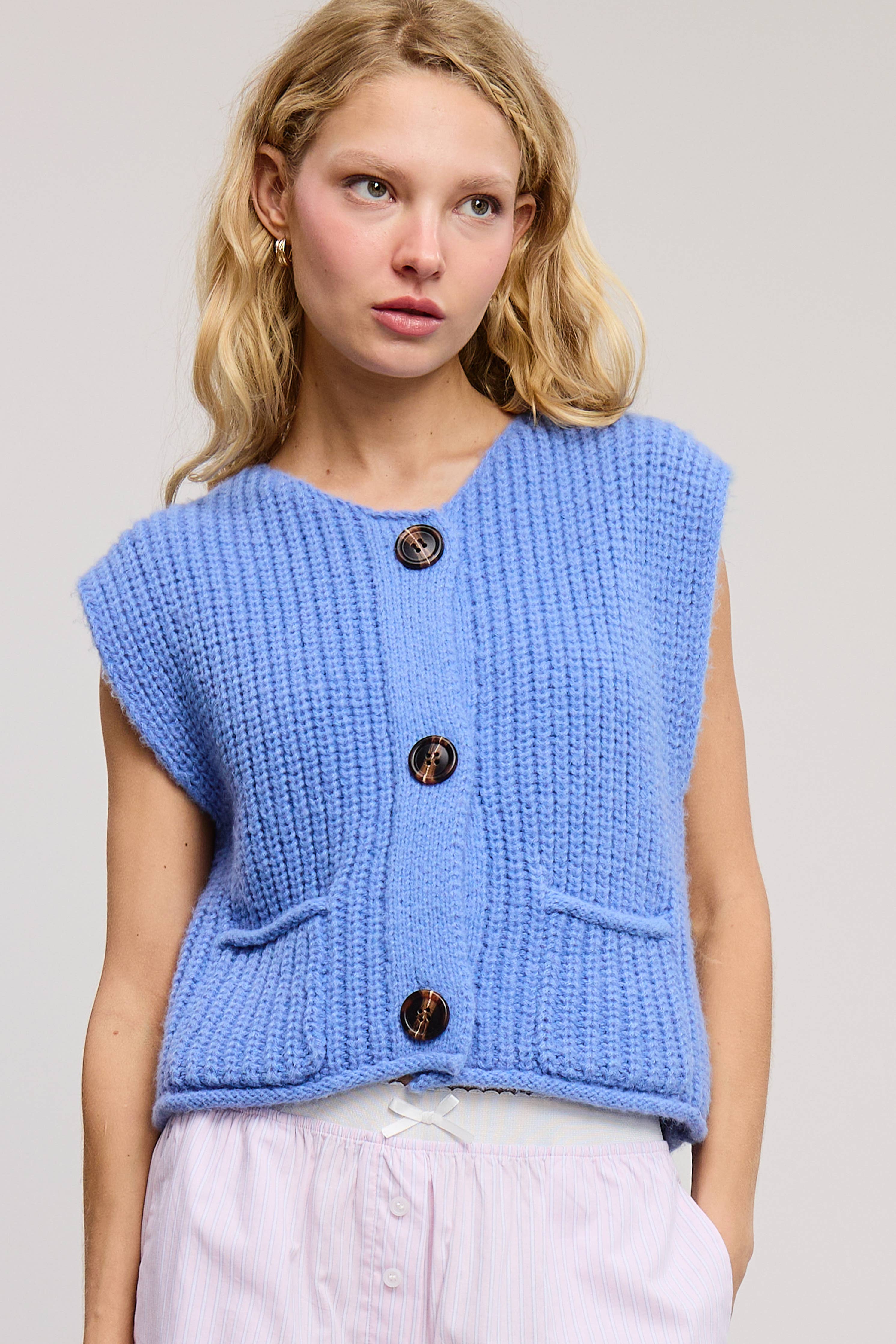 Electric Blue Sleeveless Cardi