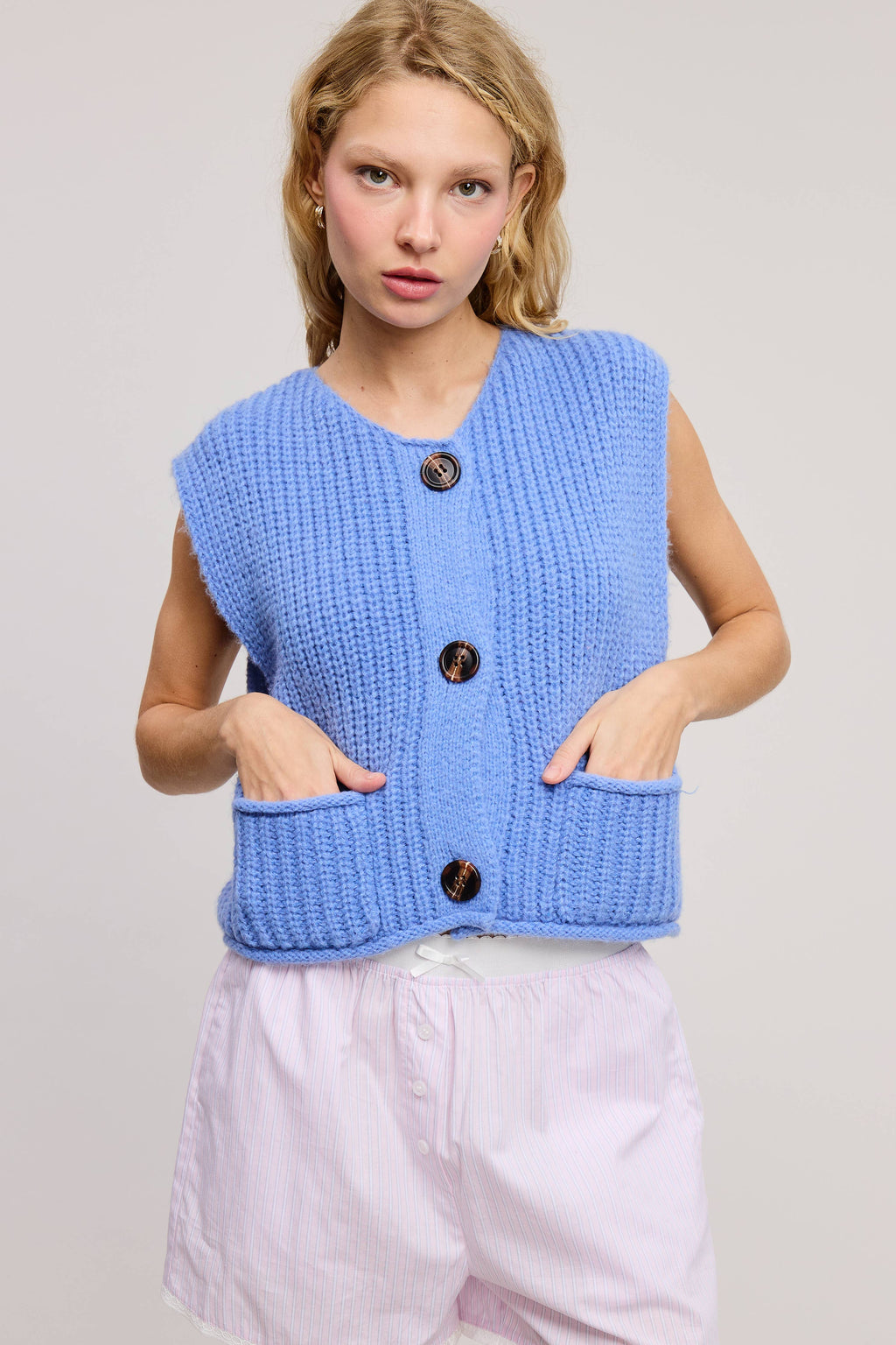 Electric Blue Sleeveless Cardi
