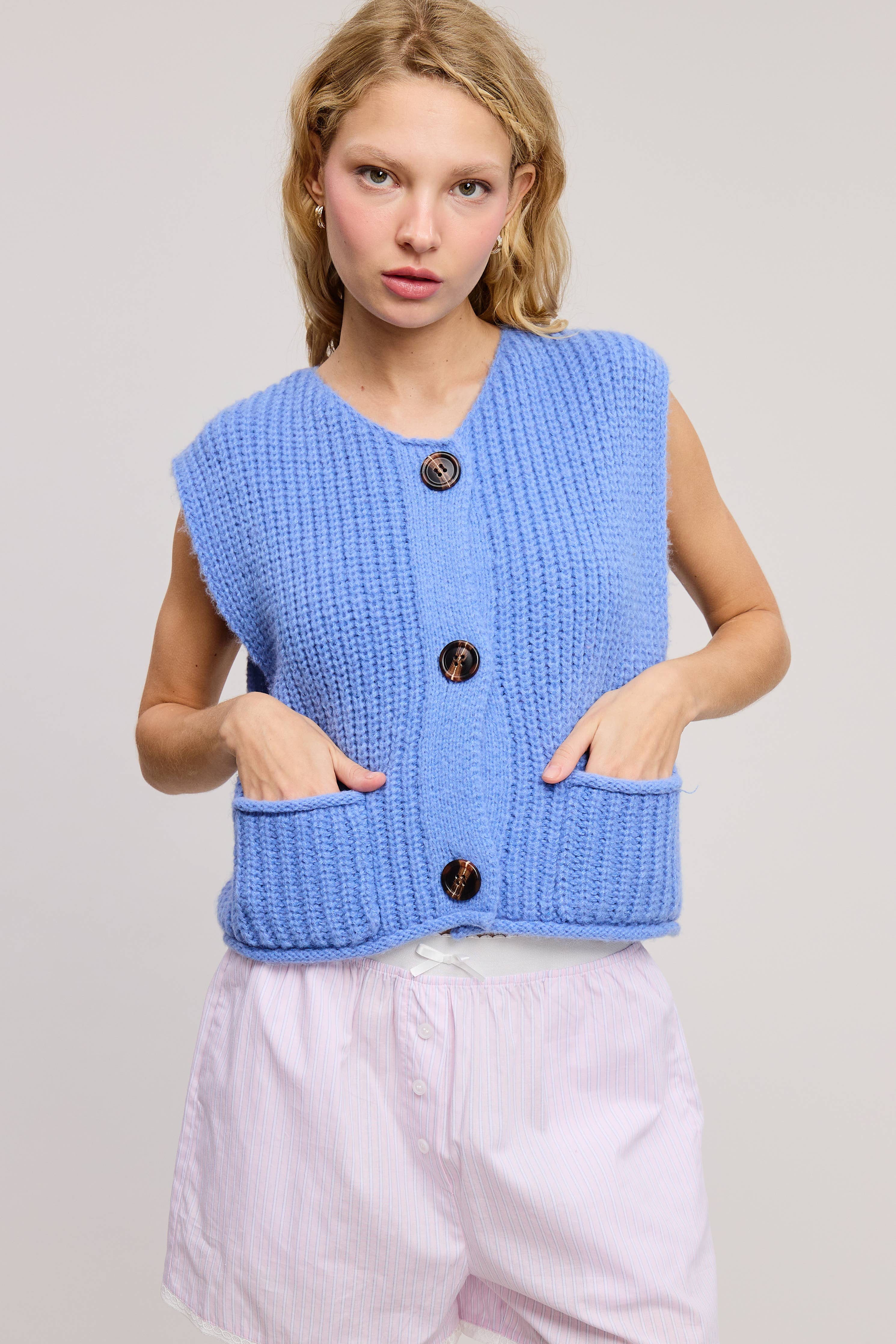 Electric Blue Sleeveless Cardi