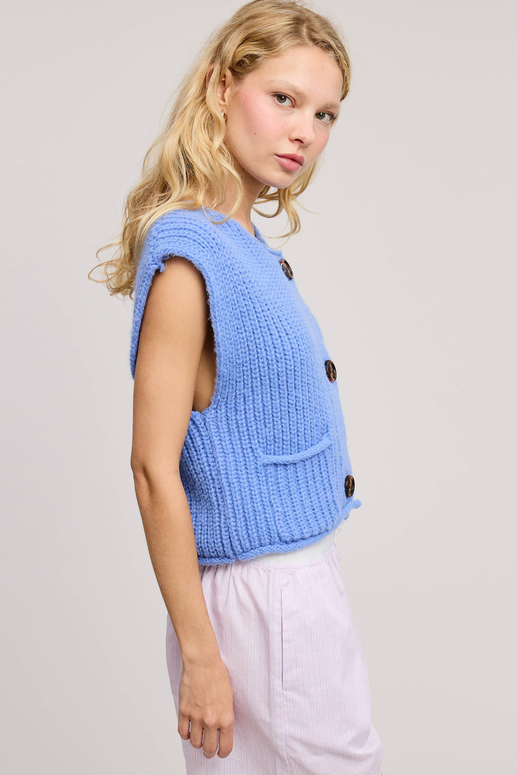 Electric Blue Sleeveless Cardi