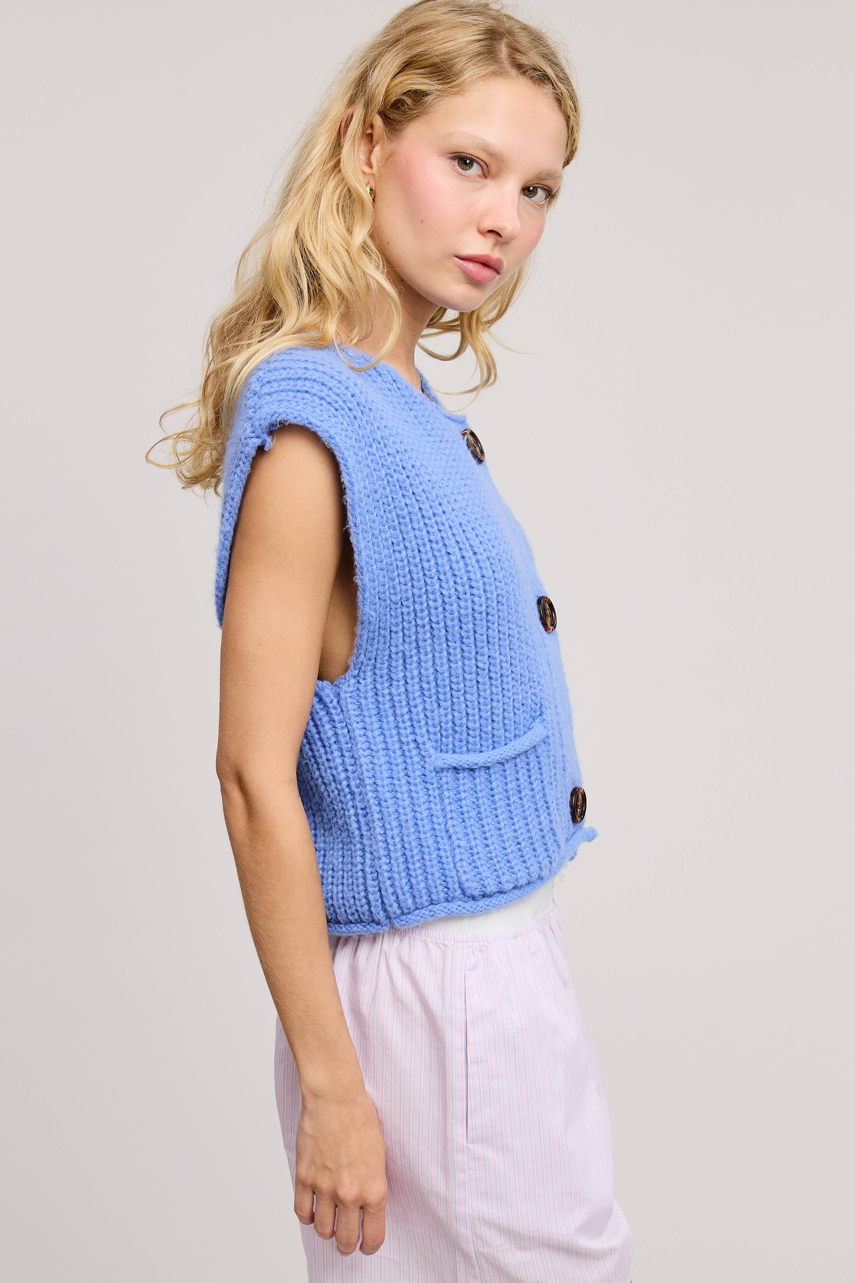 Electric Blue Sleeveless Cardi