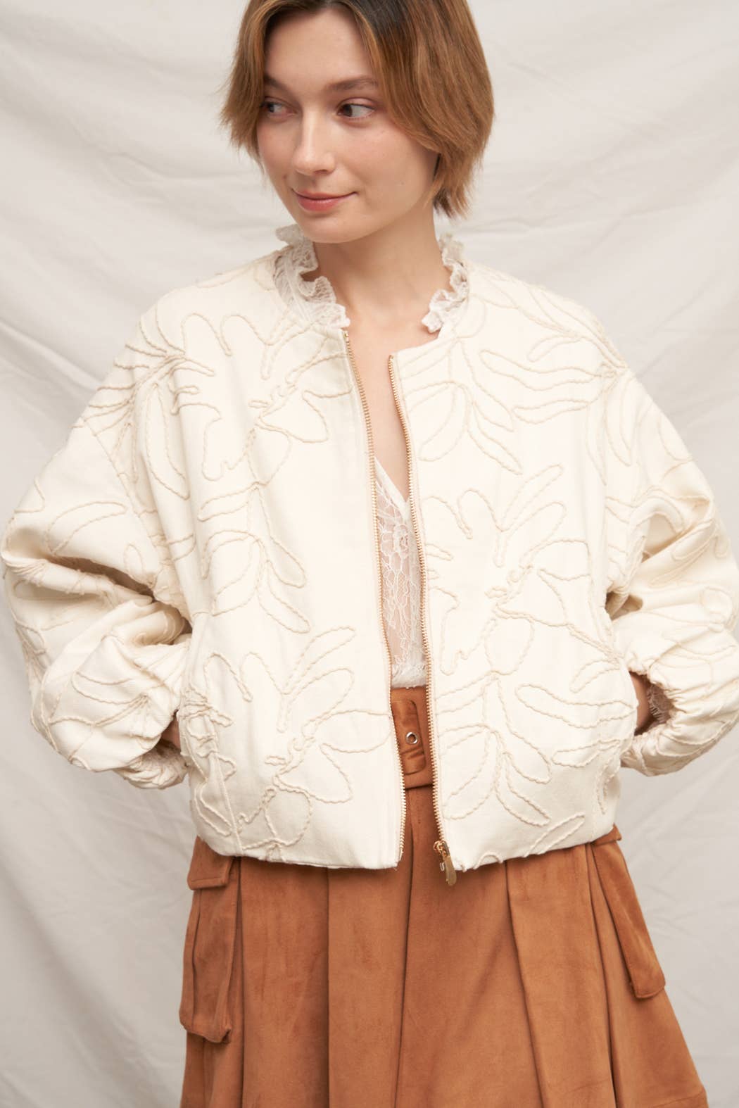 Embroidered Floral Bomber Jacket