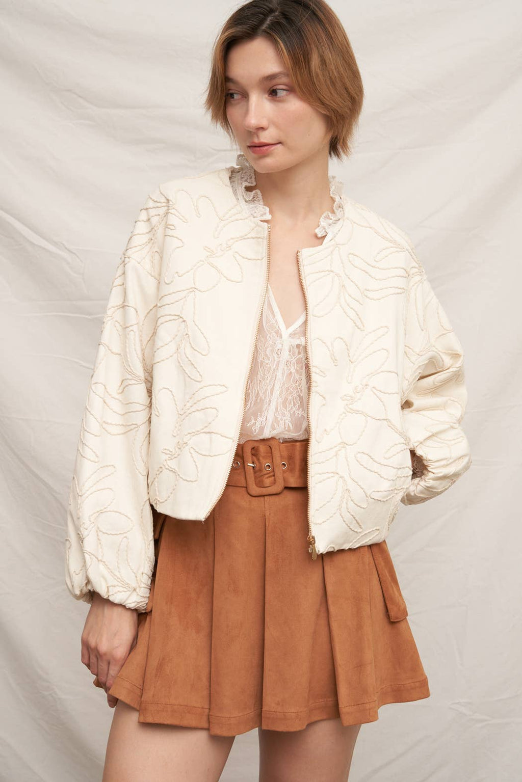 Embroidered Floral Bomber Jacket