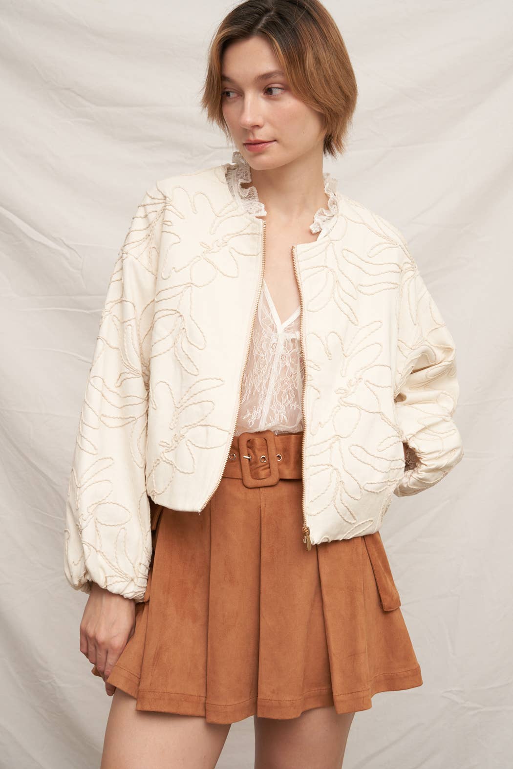 Embroidered Floral Bomber Jacket