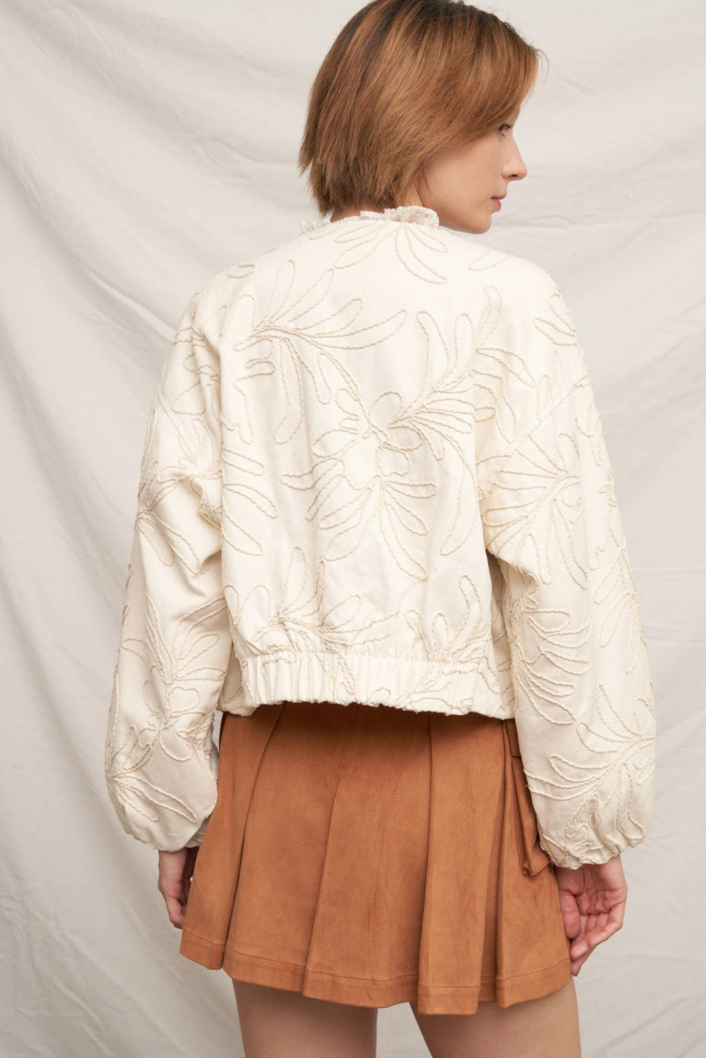 Embroidered Floral Bomber Jacket