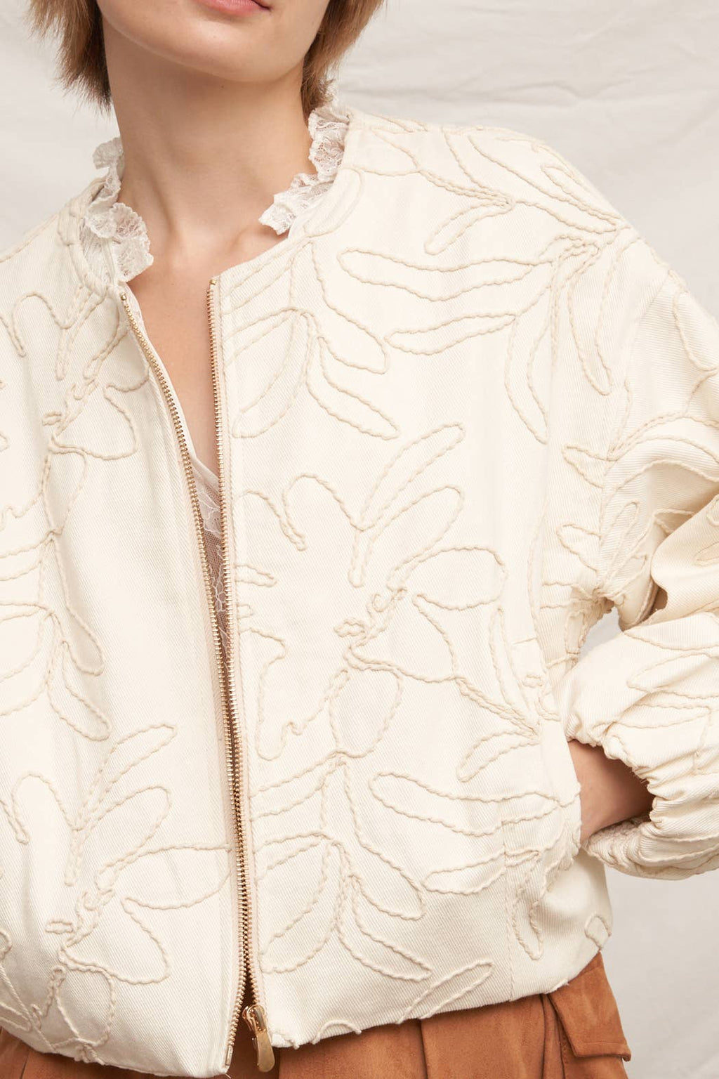 Embroidered Floral Bomber Jacket