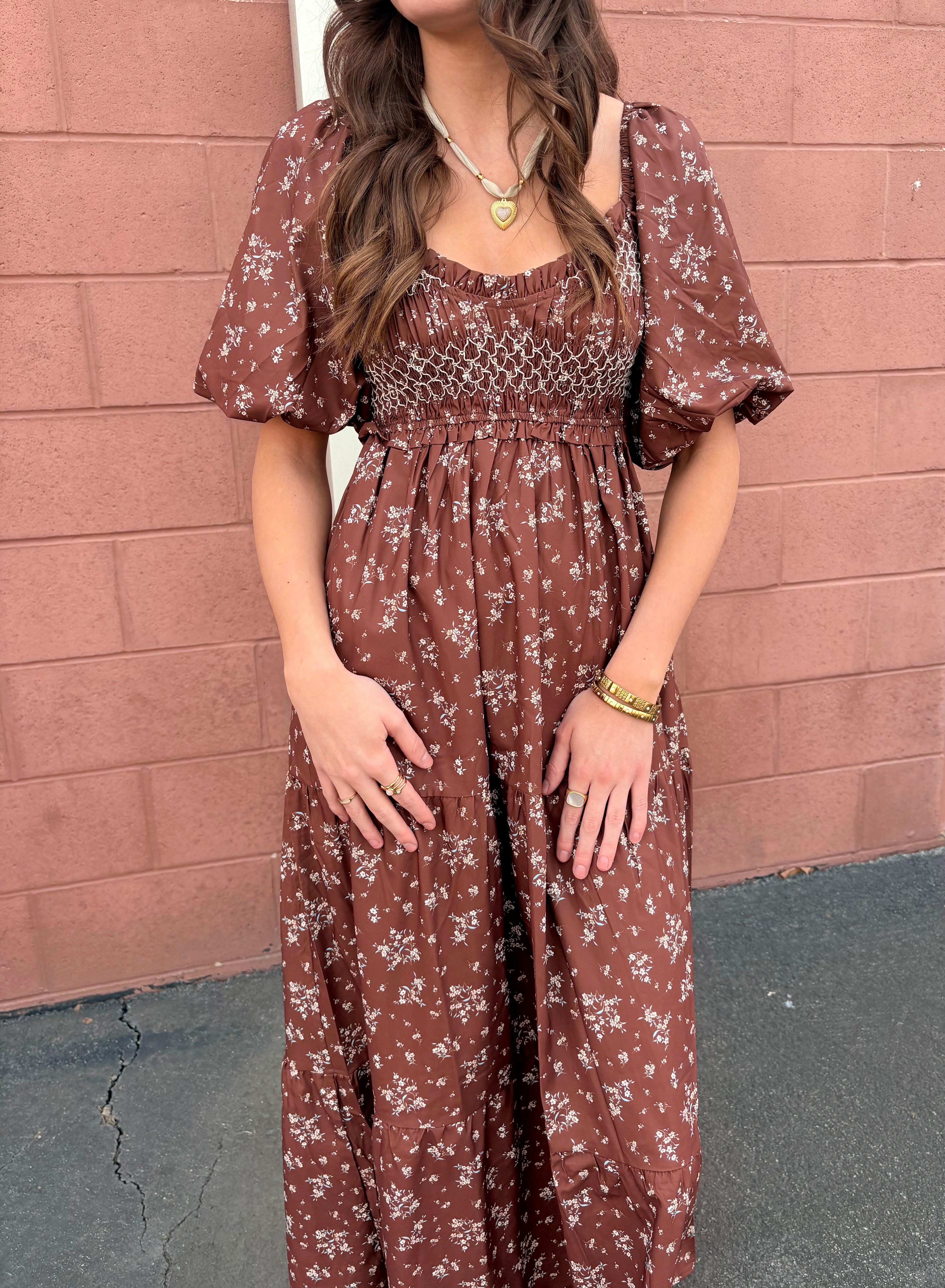 Fiona Floral Bubble Sleeve Maxi