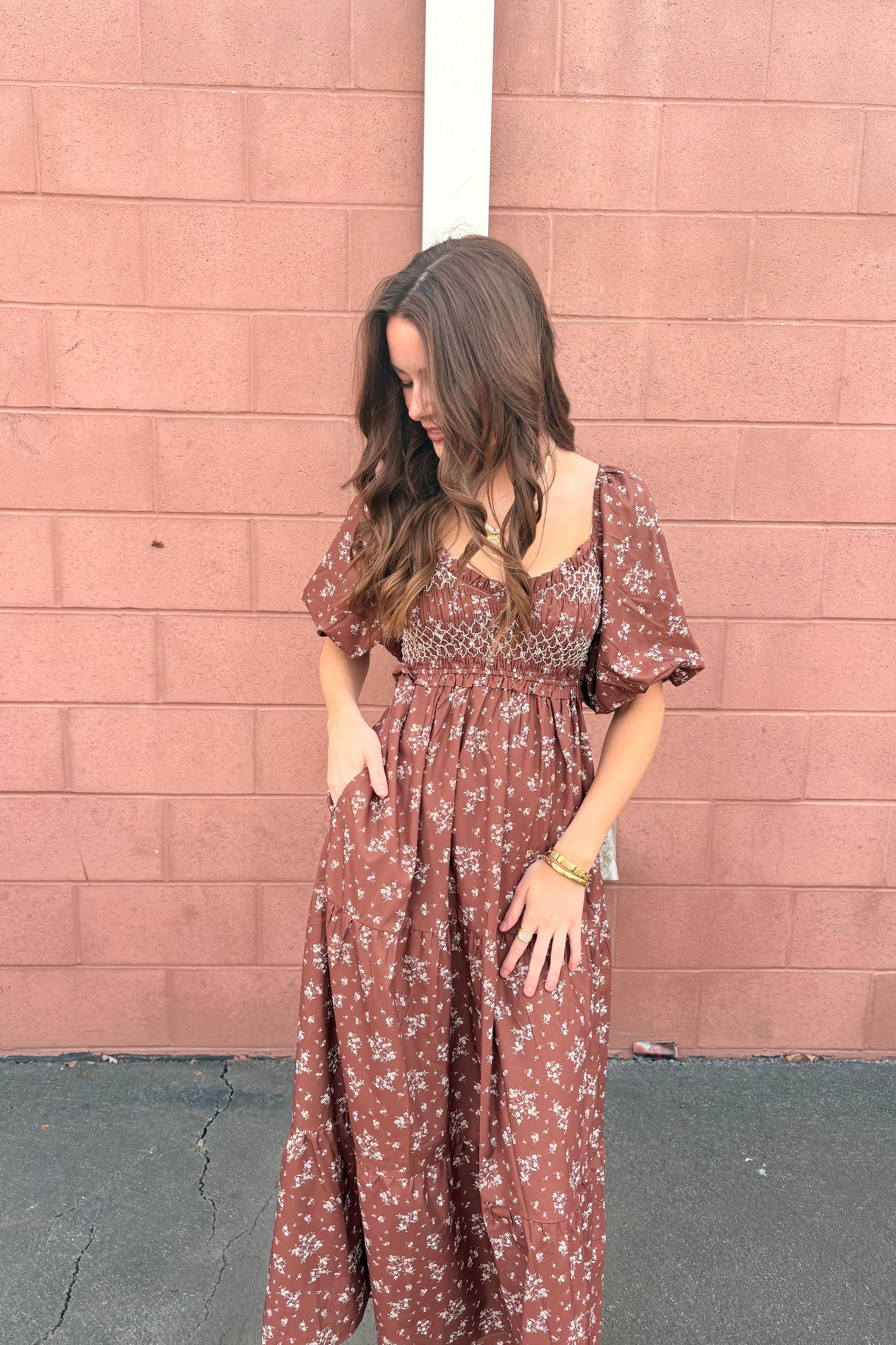 Fiona Floral Bubble Sleeve Maxi