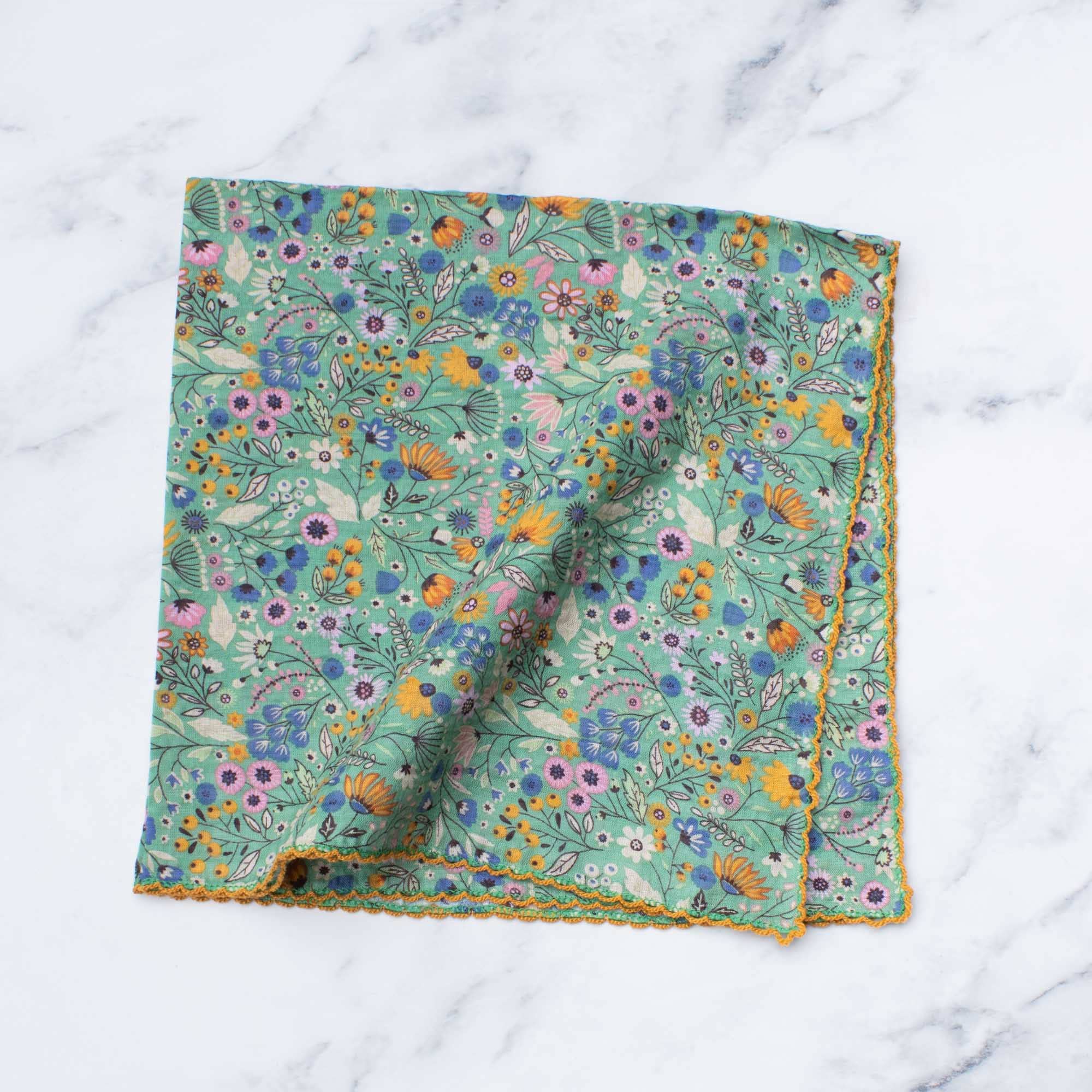 Flower Fields Cotton Scarf - Green