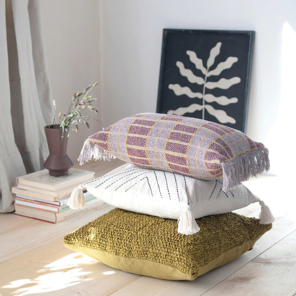 Geometric Embroidered Pillow