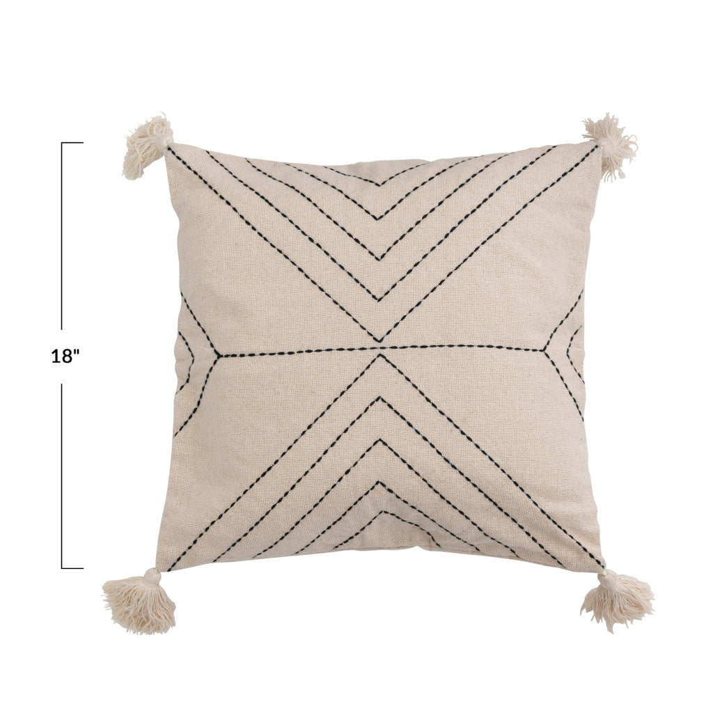 Geometric Embroidered Pillow