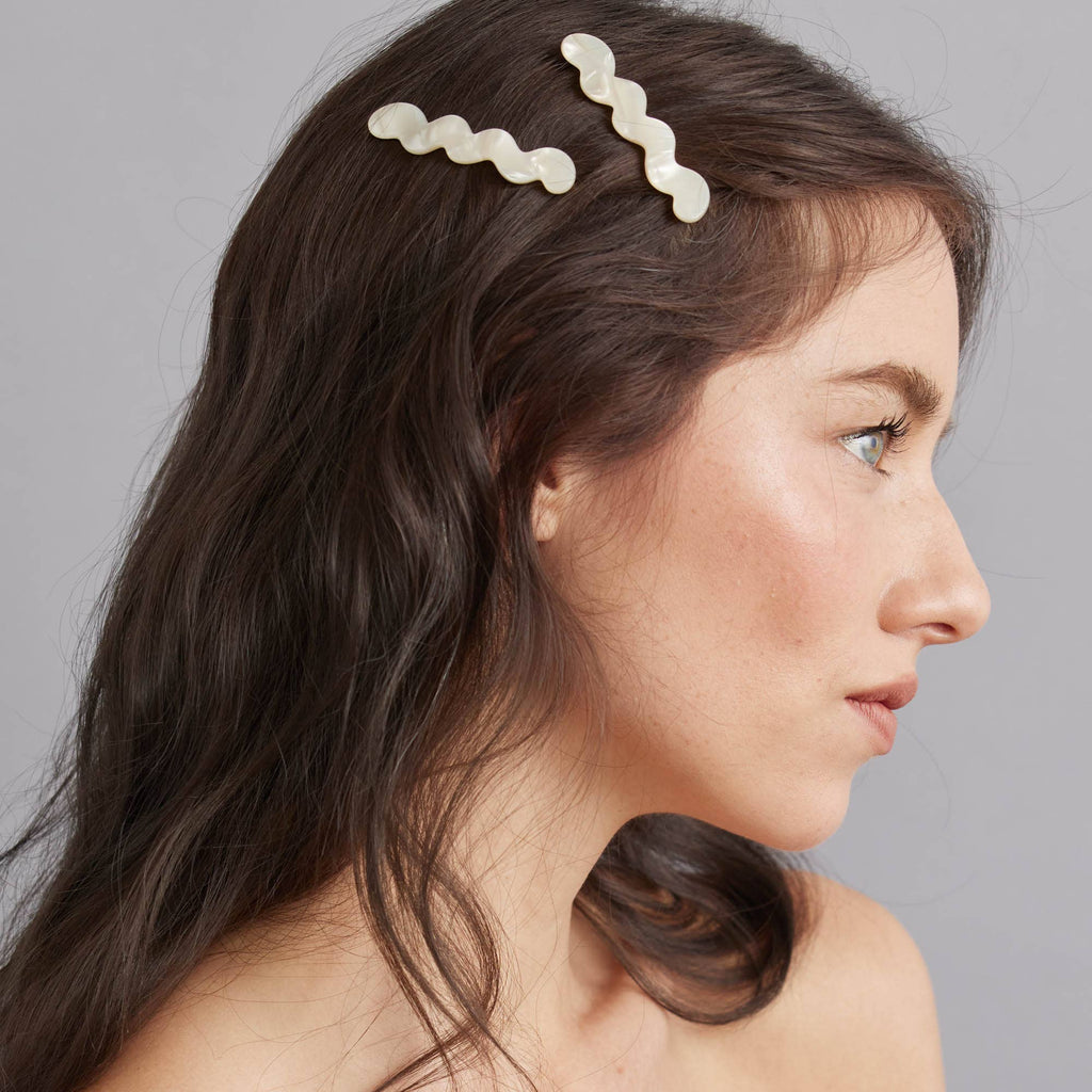 Wavy Hair Pin Set - Cream