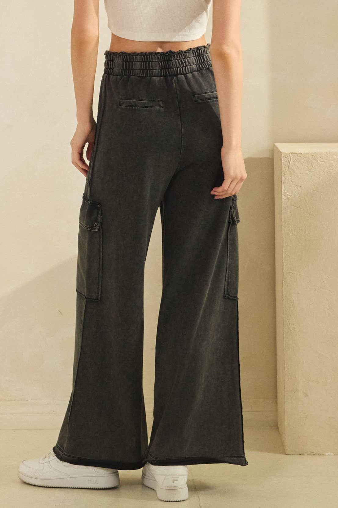Mineral Washed Utility Trousers - Black