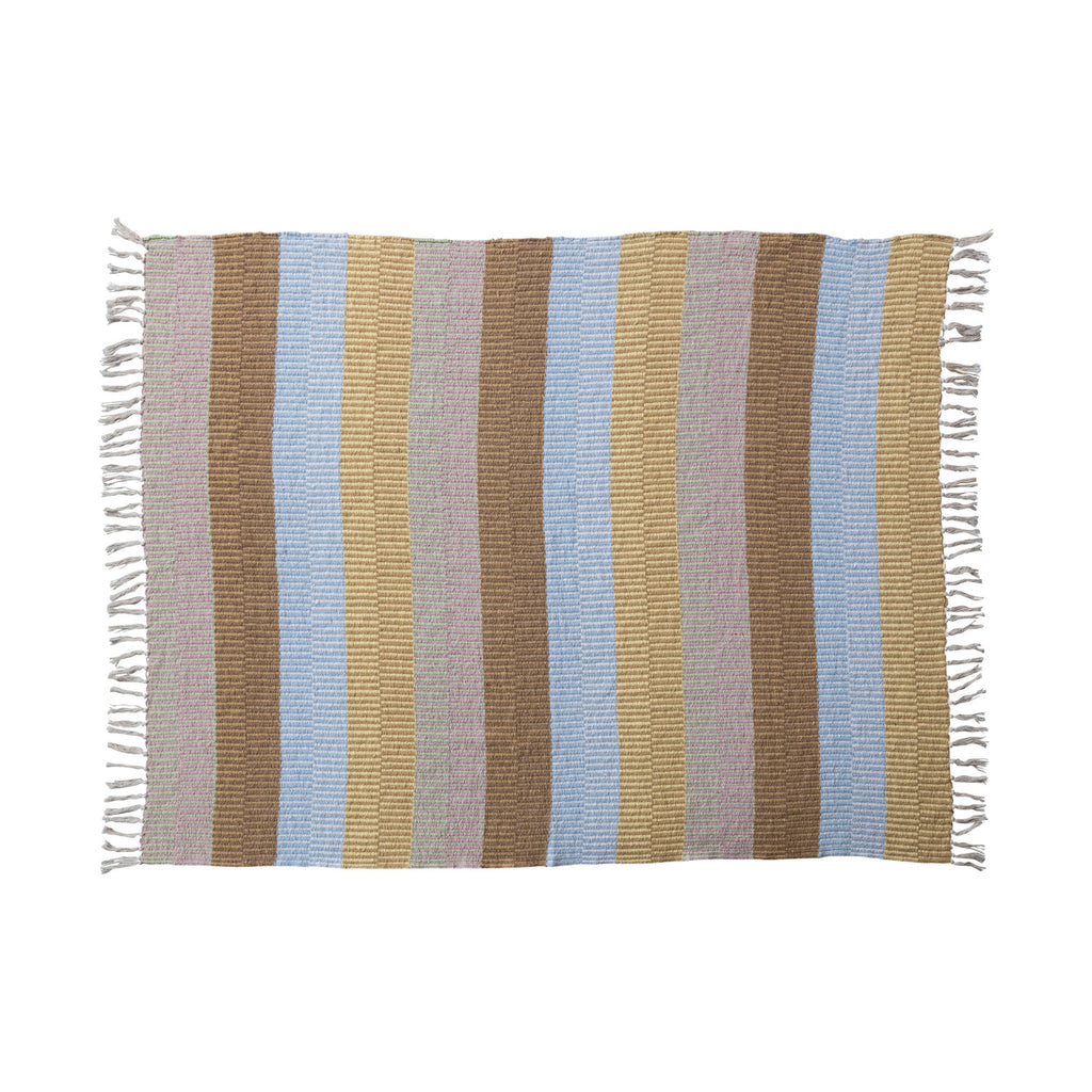 Muted Striped Throw w/ Fringe