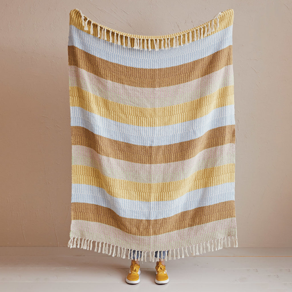 Muted Striped Throw w/ Fringe