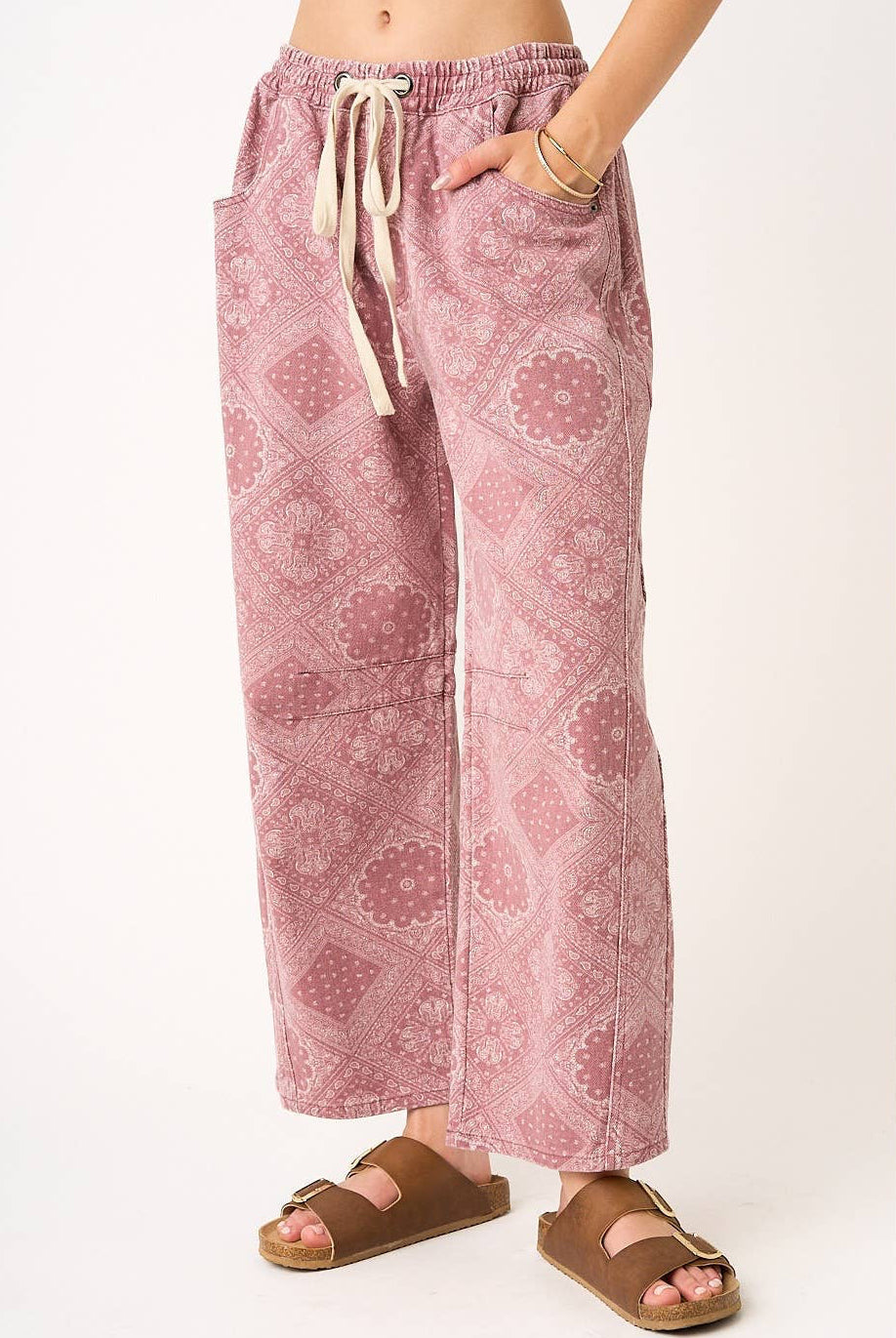 Paisley Barrel Leg Pants