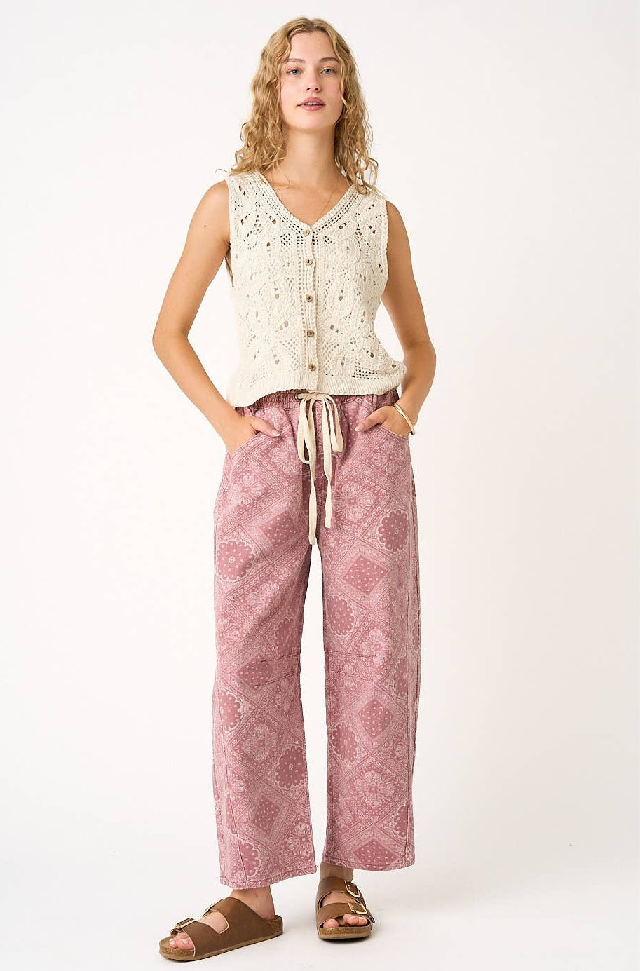 Paisley Barrel Leg Pants