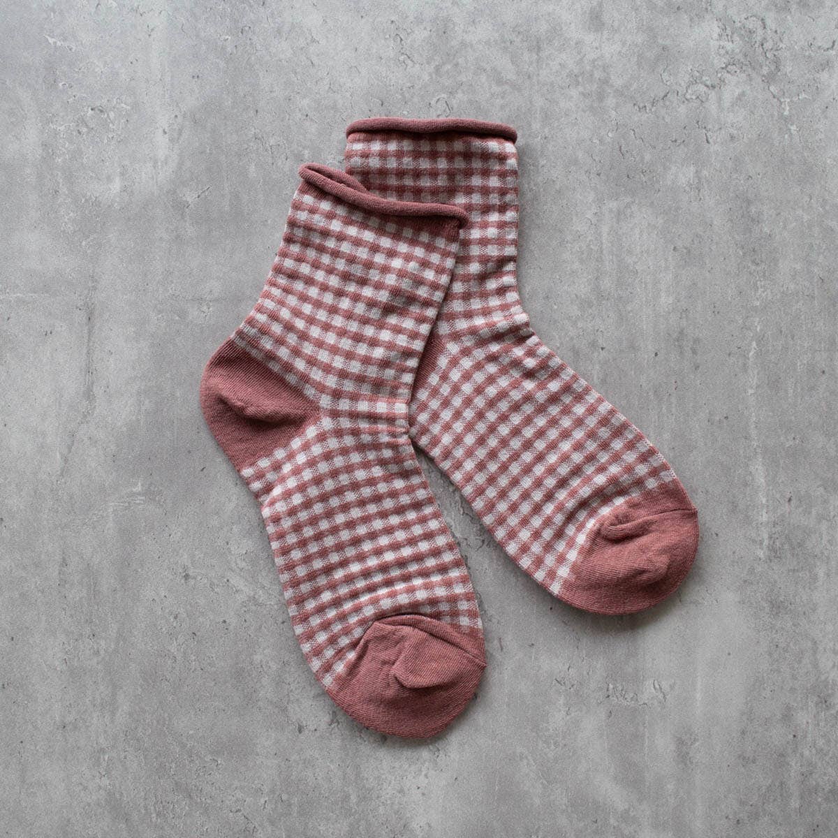 Picnic Plaid Crew Socks - Mauve