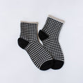 Picnic Plaid Crew Socks - Oatmeal Black